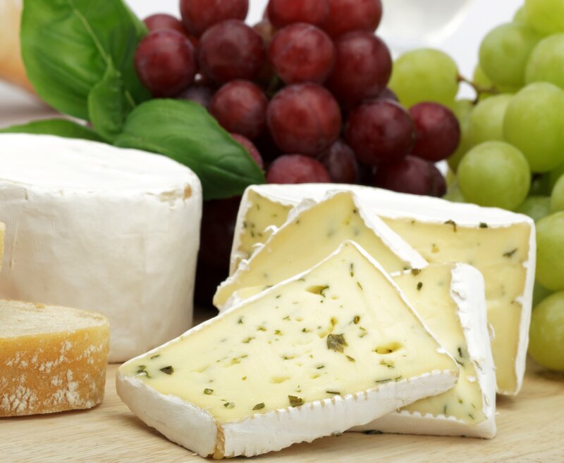 Sliced Cheese with Grapes