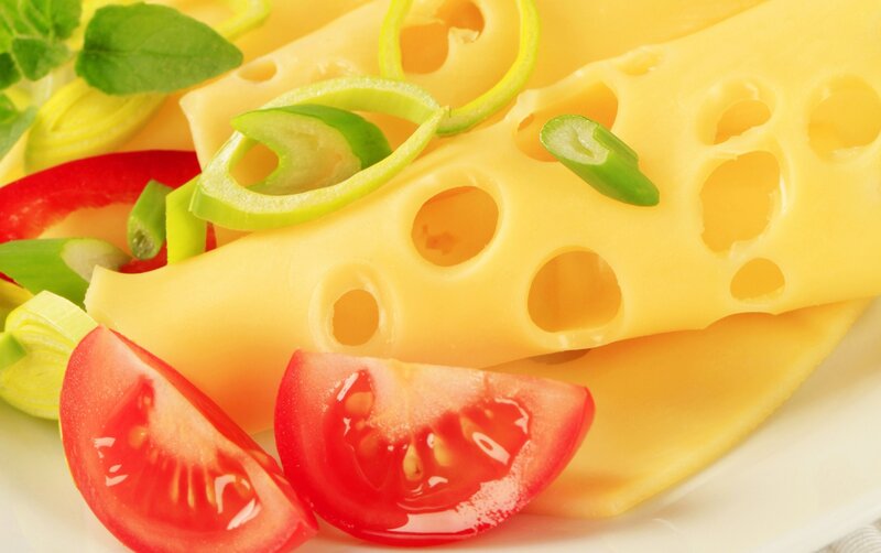 Sliced Cheese with Vegetables — Yellow, Fresh, Photograph