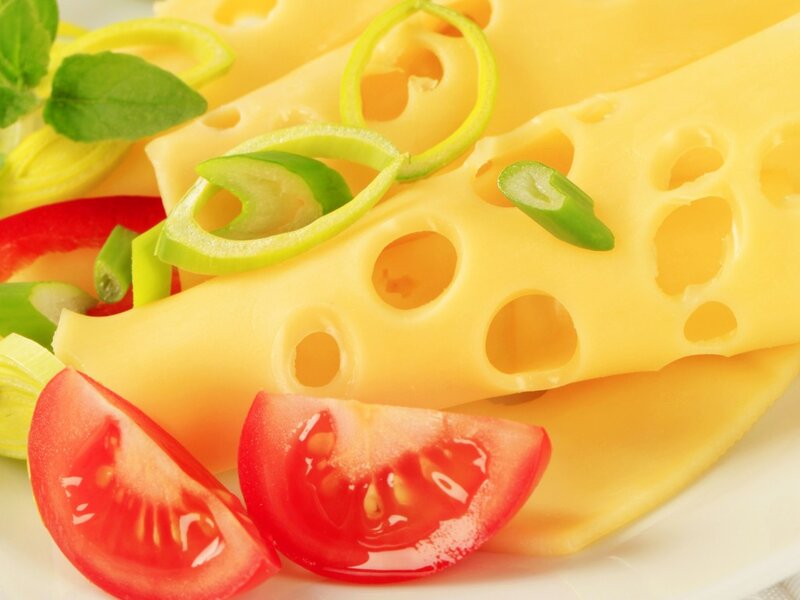 Sliced Cheese with Vegetables — Yellow, Fresh