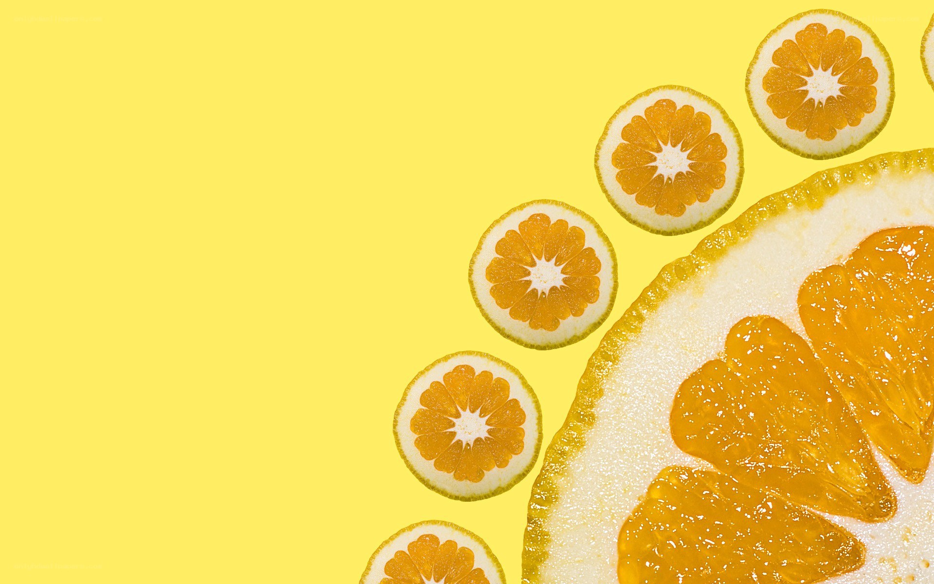 sliced citrus fruit on yellow