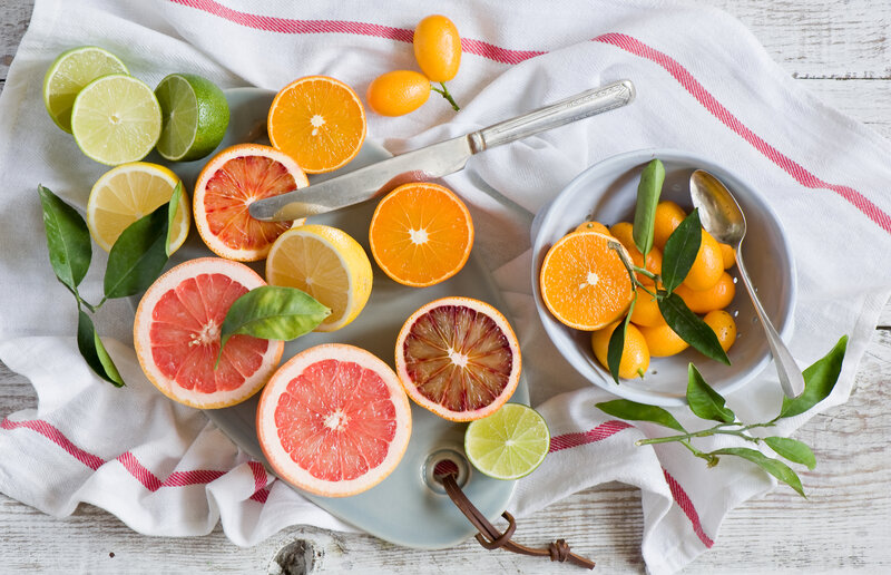 Sliced Citrus Fruits — White
