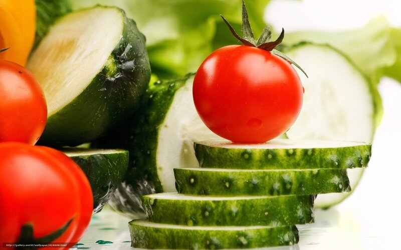 Sliced Cucumbers and Tomatoes