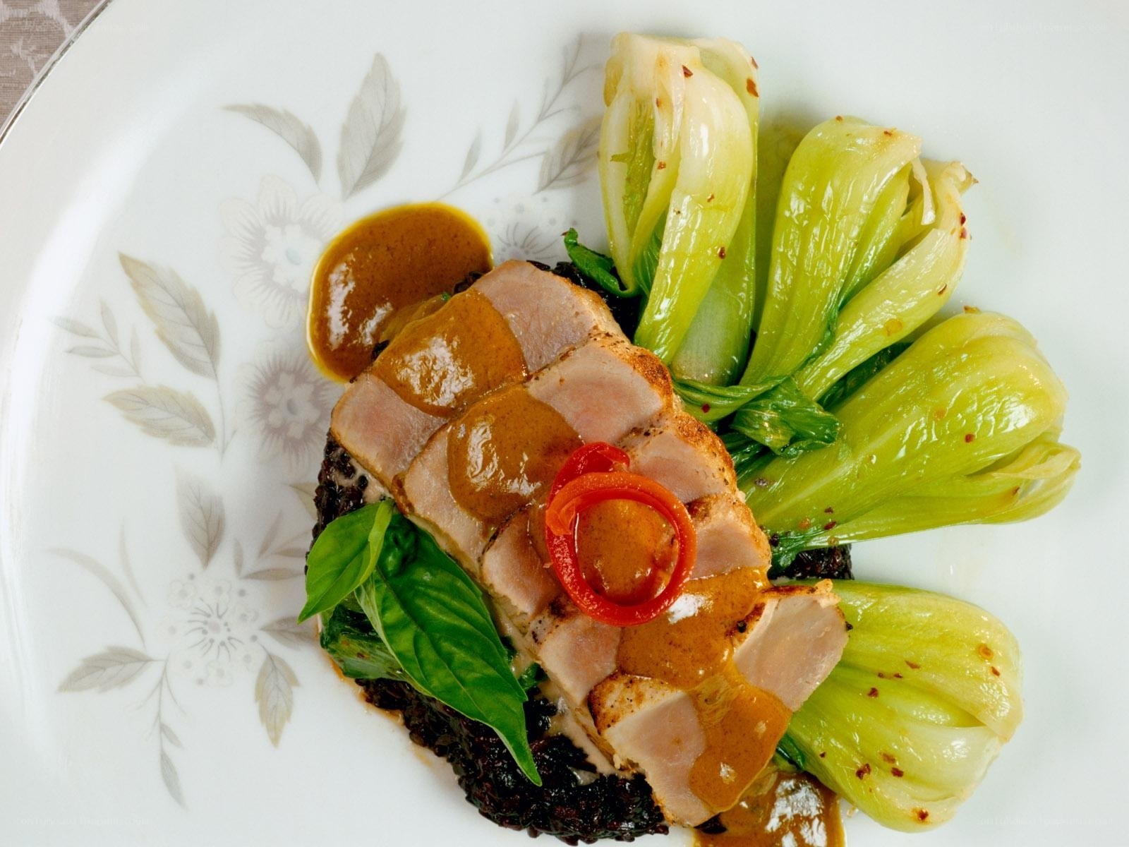 Sliced duck with bok choy