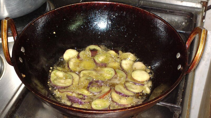 Sliced Eggplant Frying