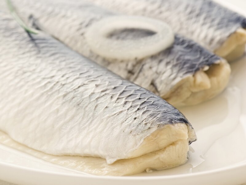 Sliced fish on a plate