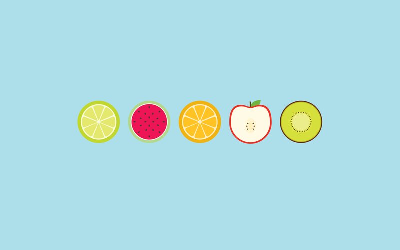 Sliced Fruits in a Row — Light Blue