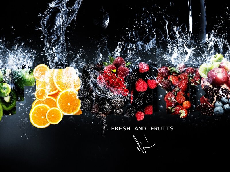 Sliced Fruits Splashing Water