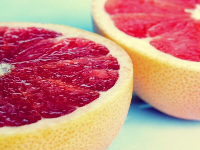 Sliced Grapefruit Halves — Red