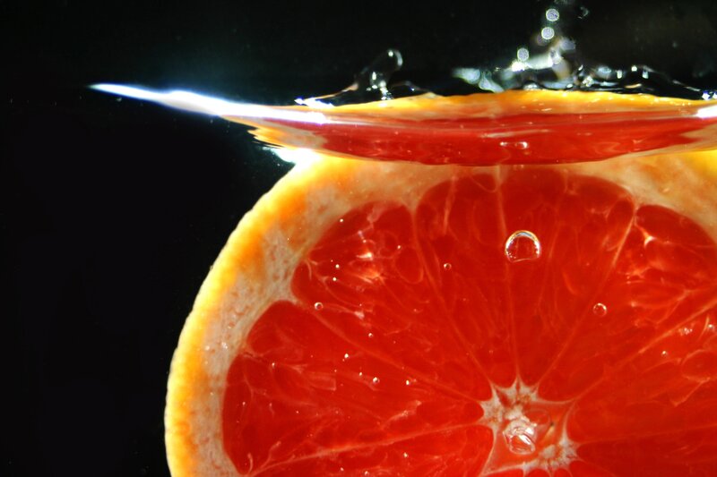 Sliced Grapefruit Underwater