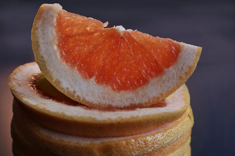 Sliced grapefruit wedge