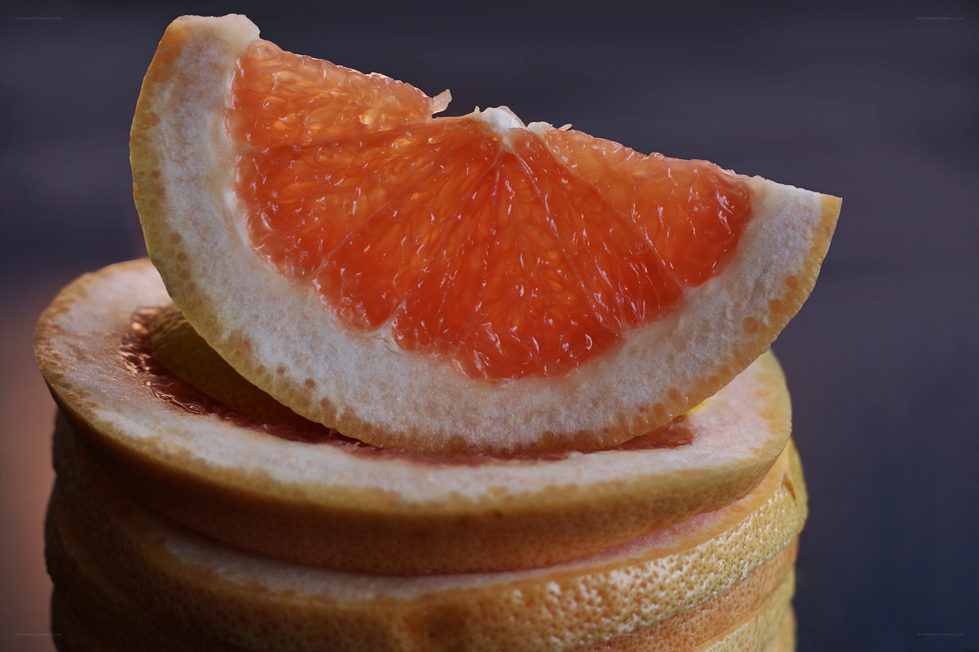 Sliced grapefruit wedge