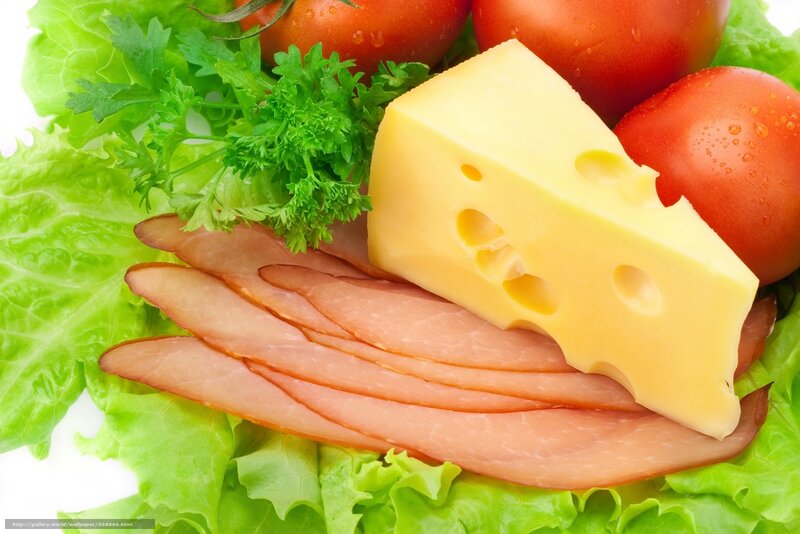 Sliced Ham and Cheese — Green, Fresh, Photograph