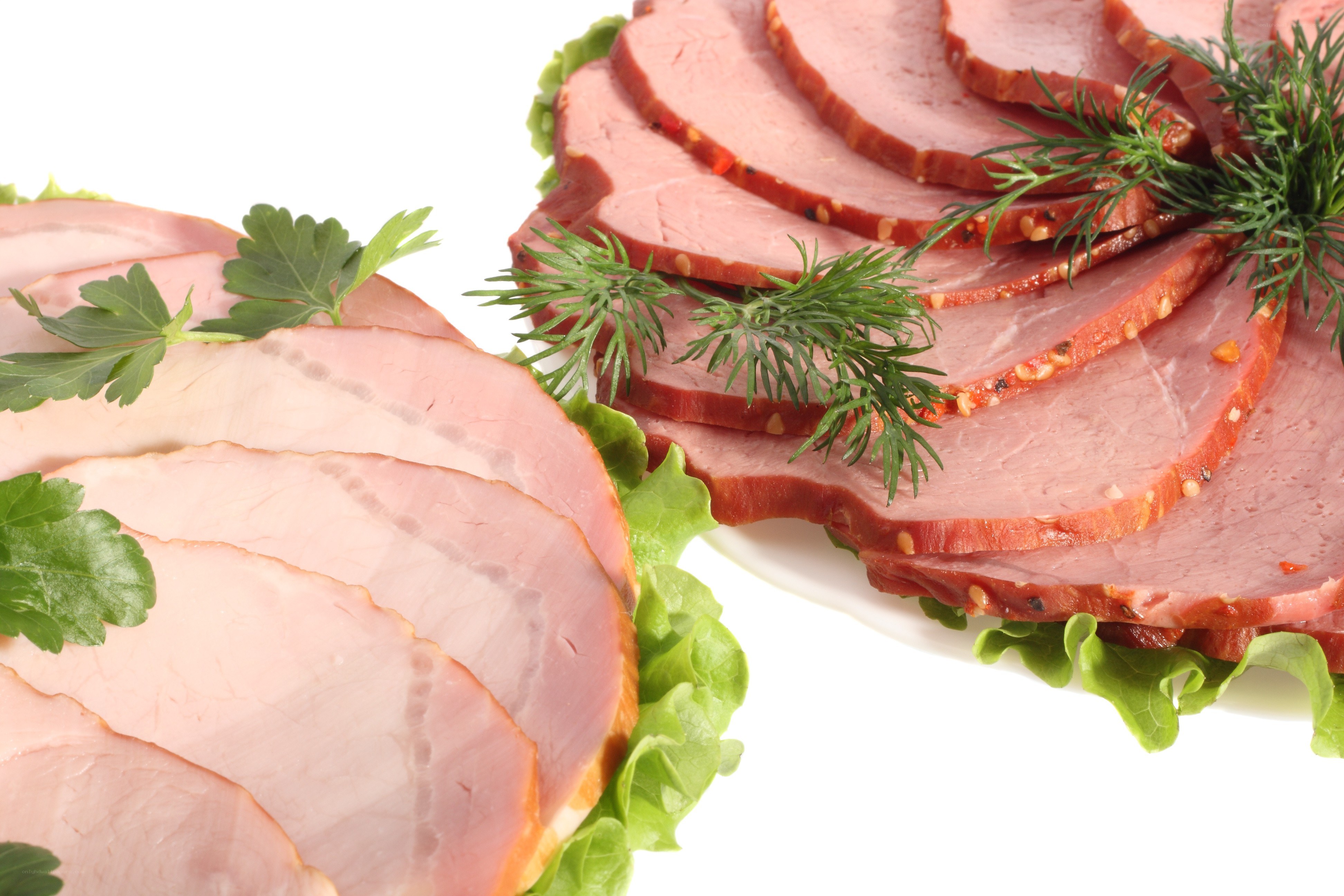 Sliced ham with herbs