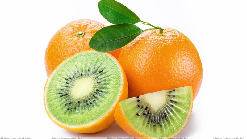 Sliced Kiwi and Oranges