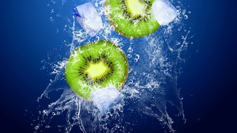 Sliced Kiwi Fruit — Blue, Dynamic, Photograph