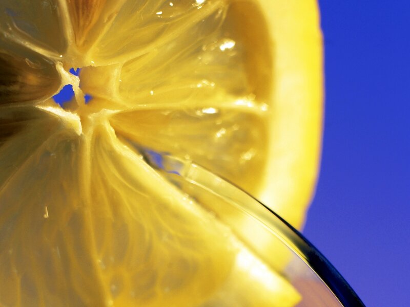 Sliced Lemon in Glass