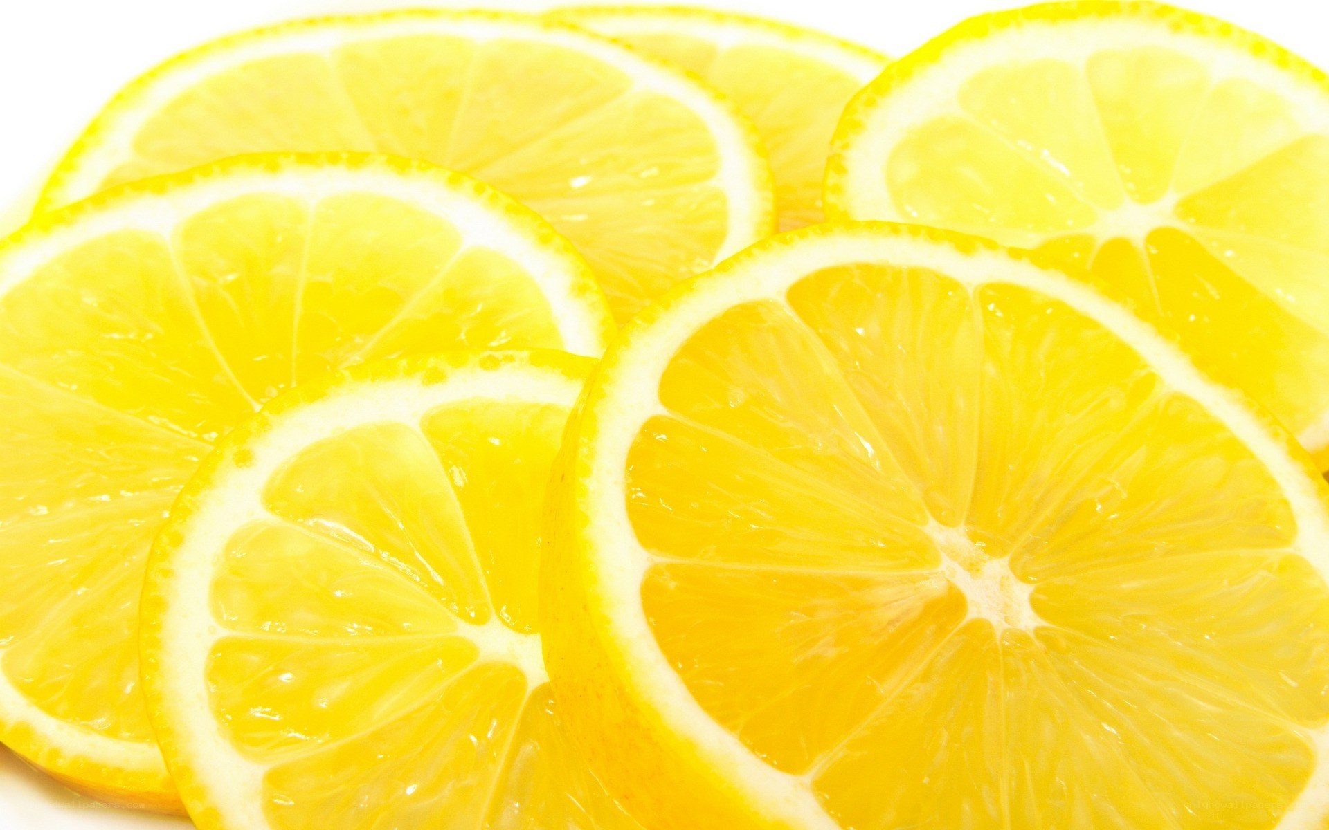 sliced lemons on white