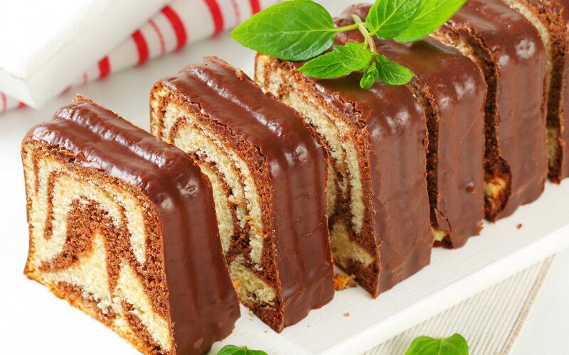 Sliced Marble Cake — Brown