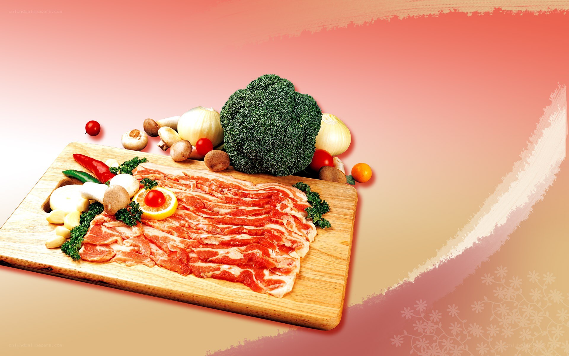 Sliced meat with fresh vegetables