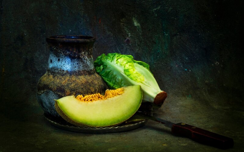 Sliced Melon and Lettuce