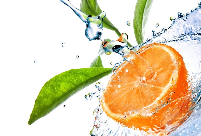 Sliced Orange with Leaves