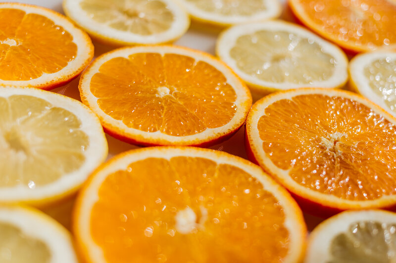 Sliced oranges and lemons