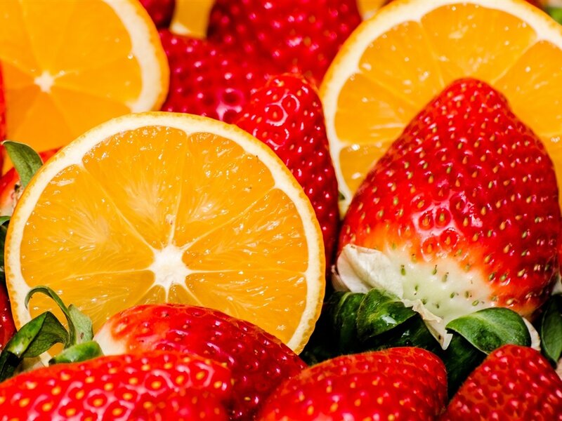 Sliced Oranges and Strawberries