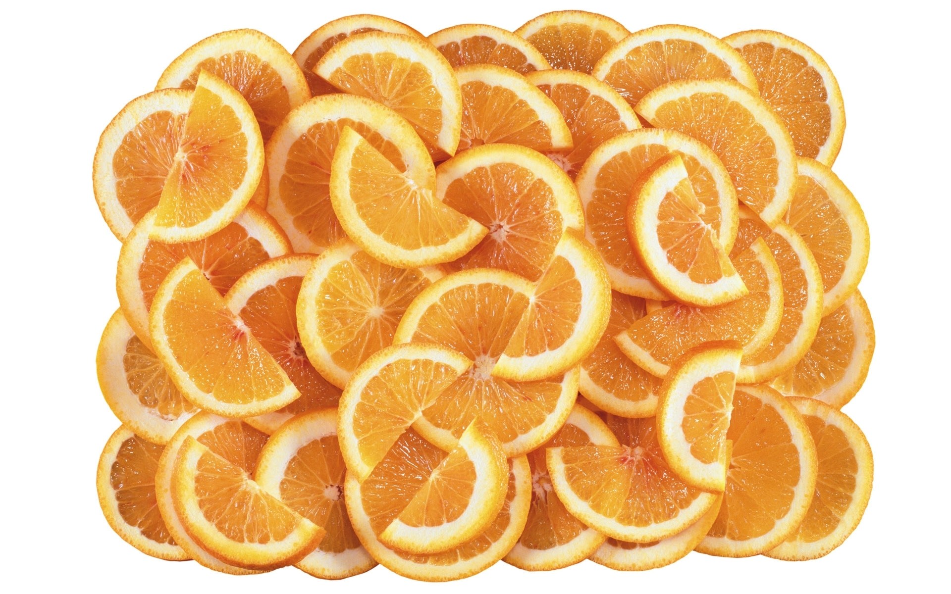 sliced oranges on white