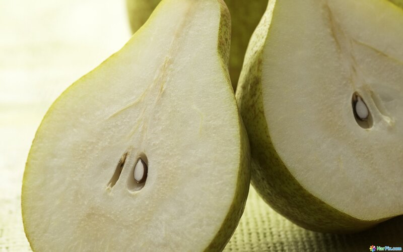 sliced pear halves