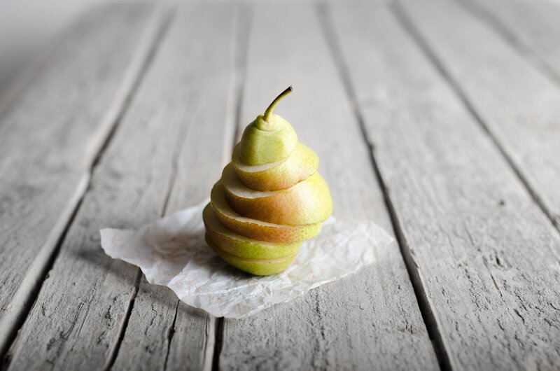 Sliced Pear on Wood