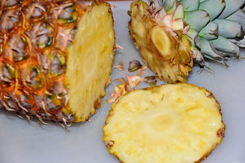 Sliced Pineapple on Cutting Board — Yellow