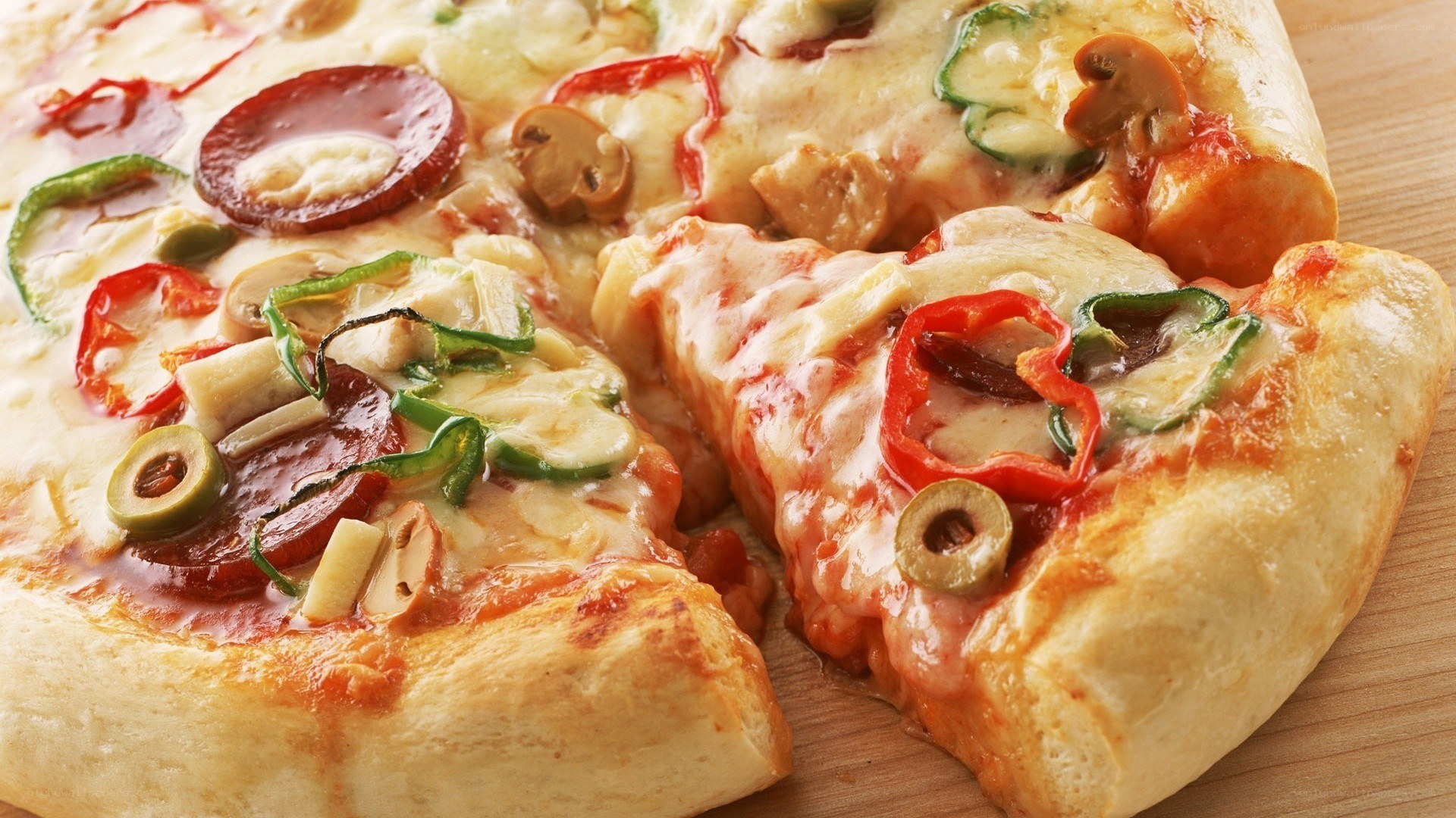 Sliced pizza with toppings