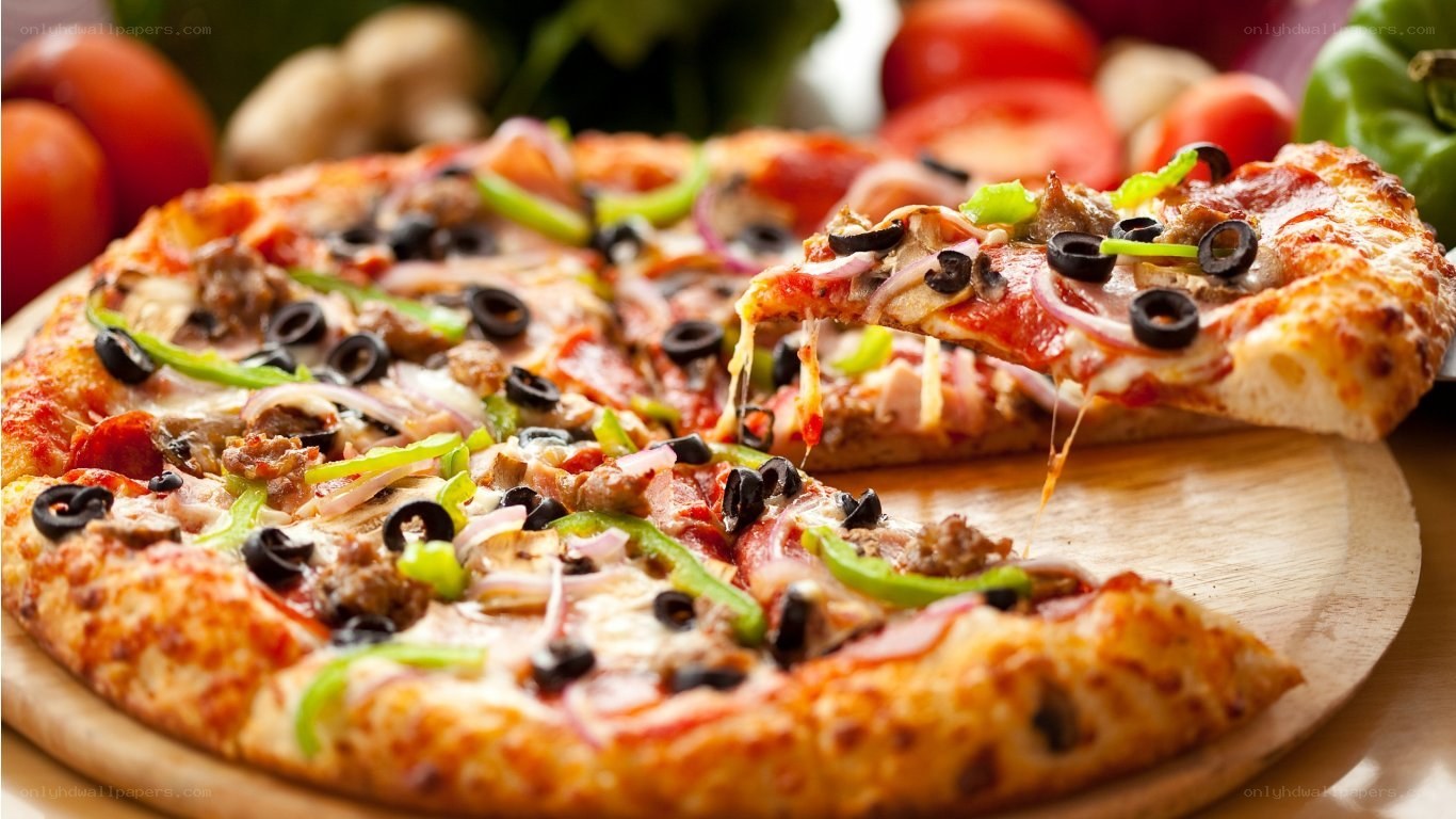 Sliced pizza with toppings