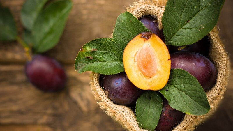 Sliced Plum in Basket