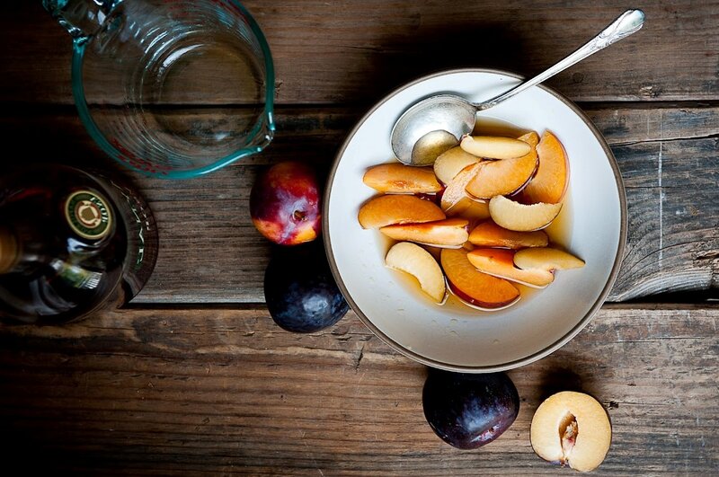 Sliced Plums in a Bowl