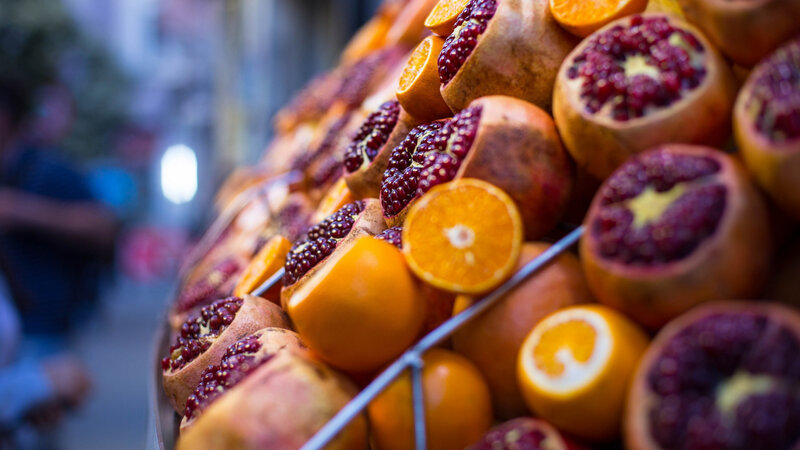 Sliced Pomegranates and Oranges