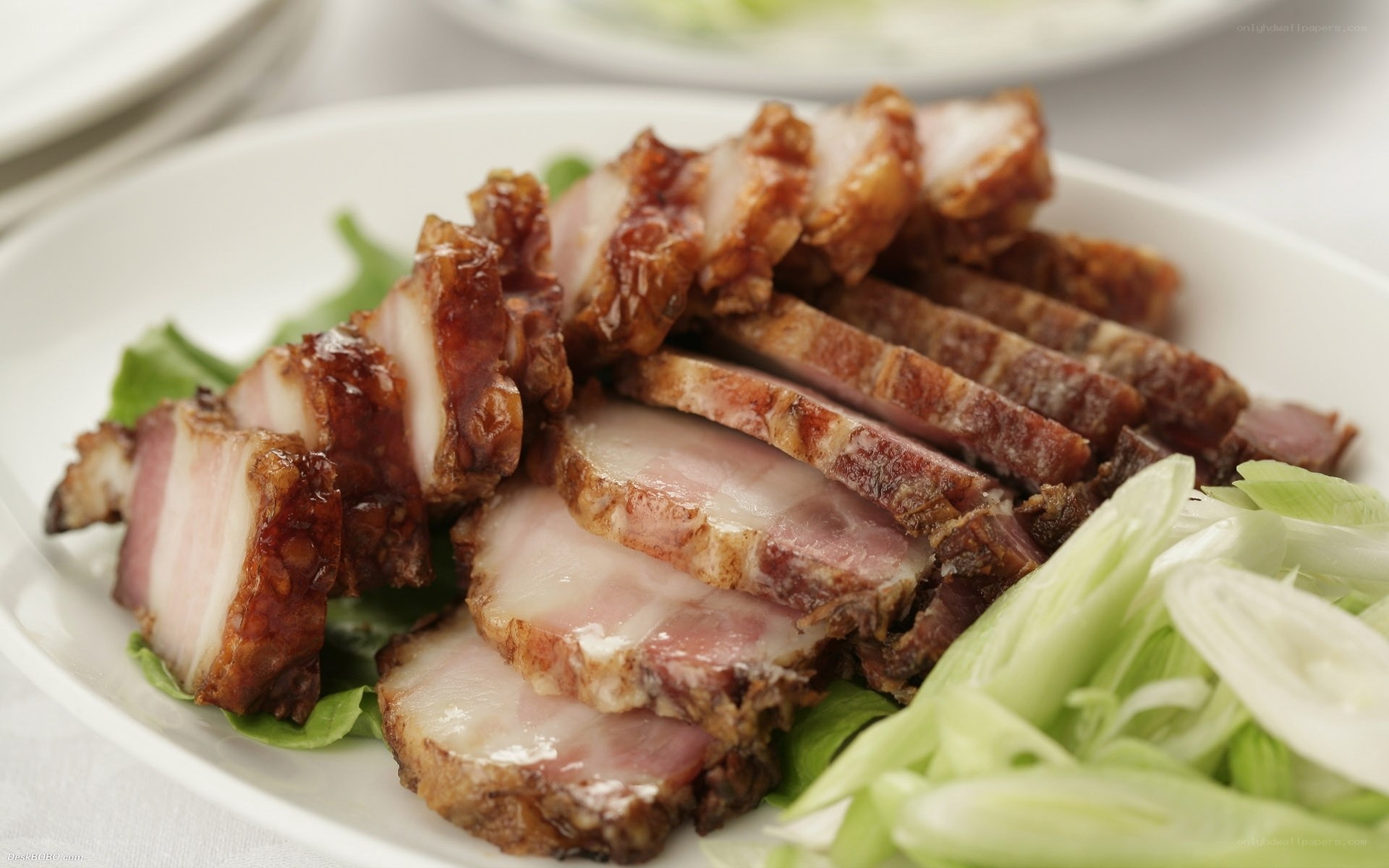 Sliced roasted pork belly