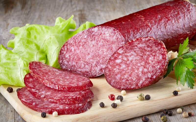 Sliced Salami on Board