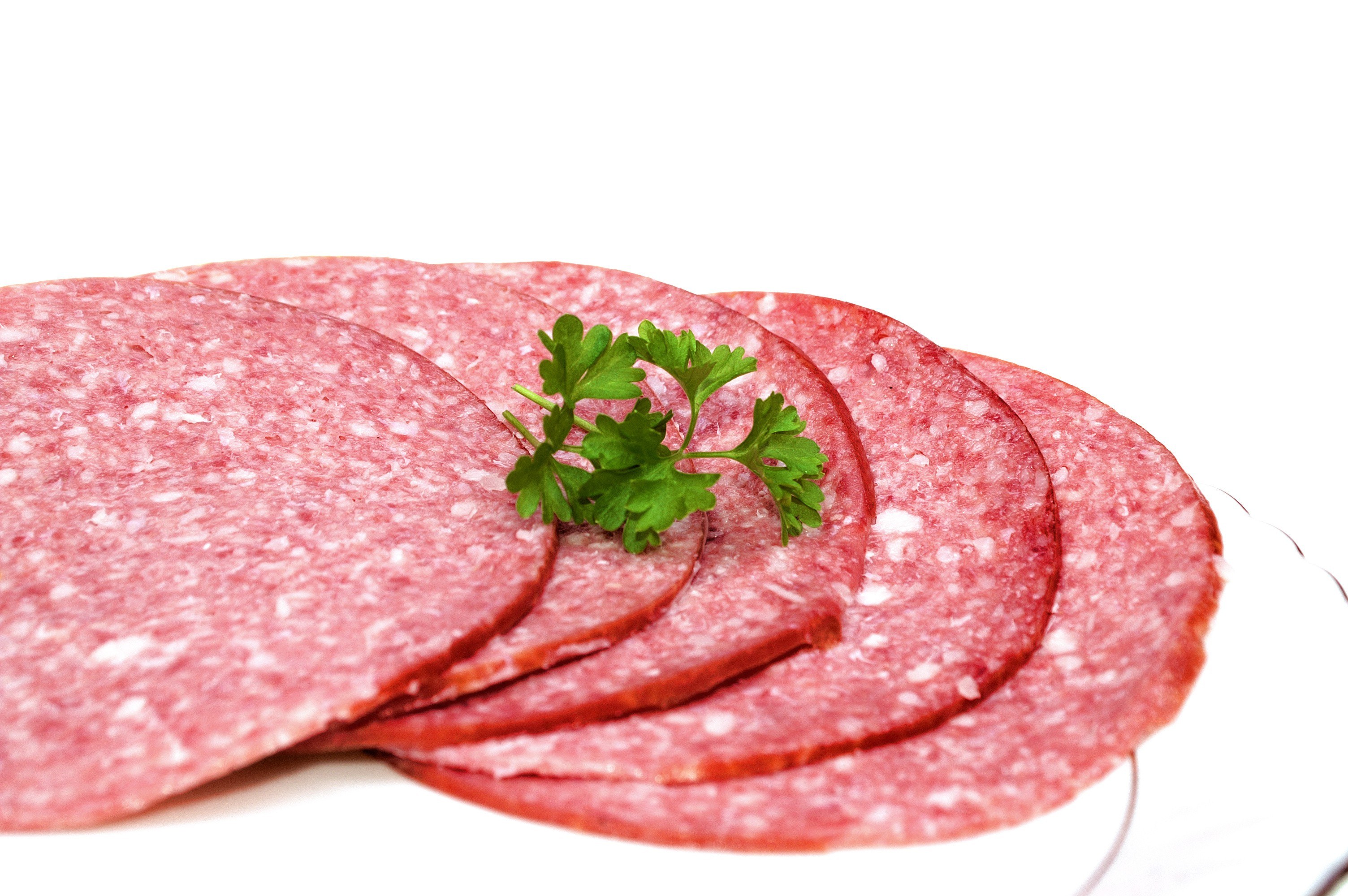 sliced salami with parsley