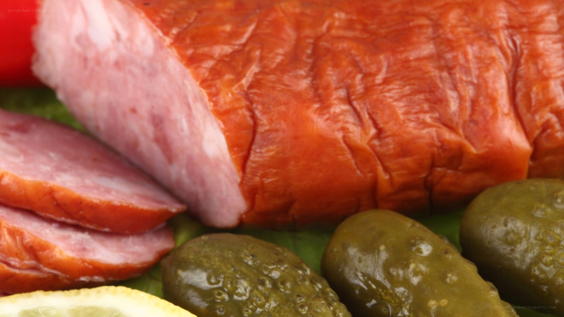 Sliced sausage with pickles