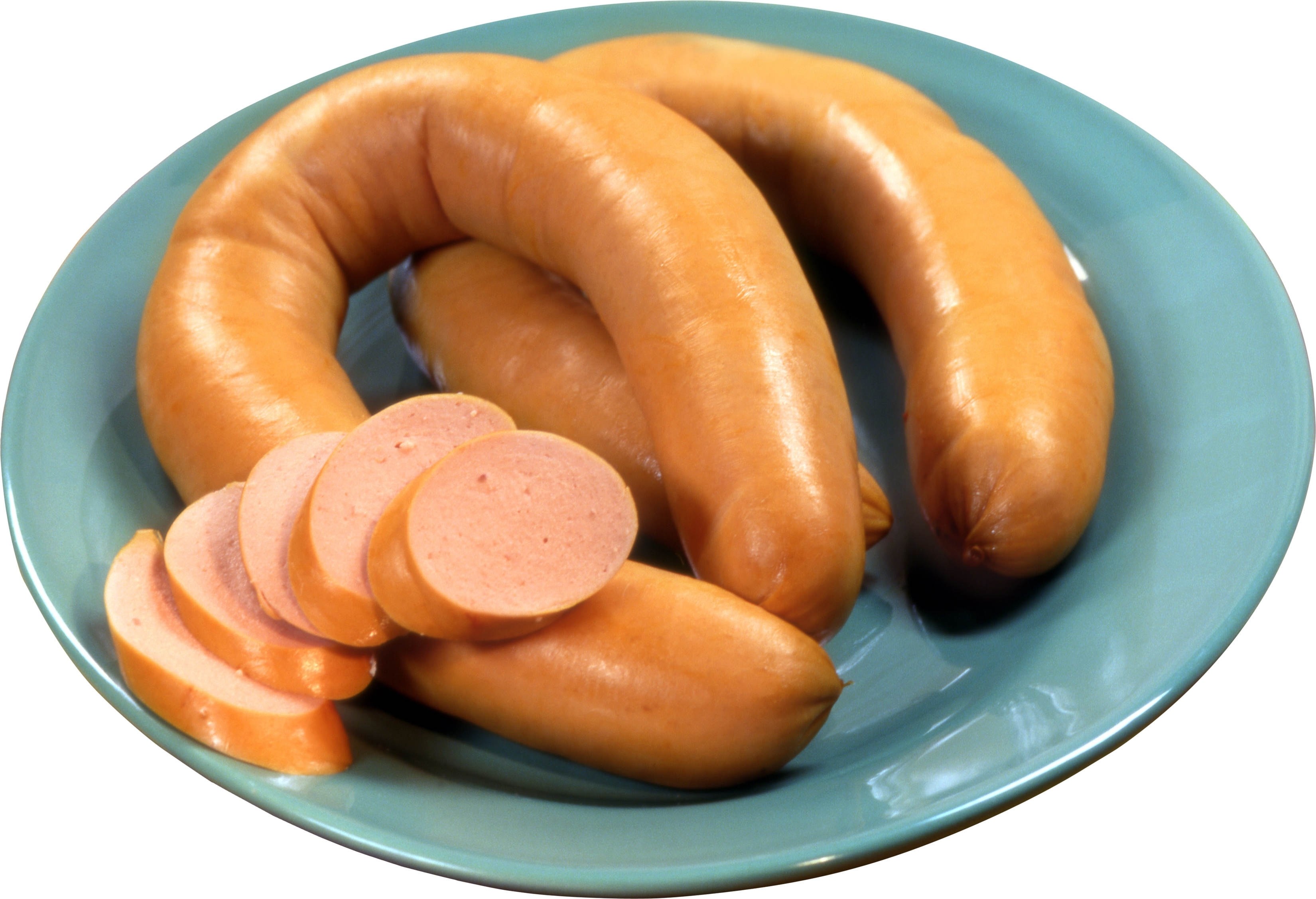 Sliced sausages on a plate