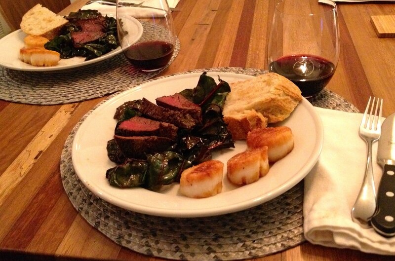 Sliced Steak with Scallops