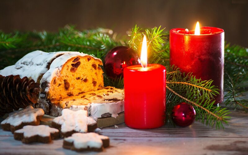 Sliced Stollen Cake — Red, Festive, Winter