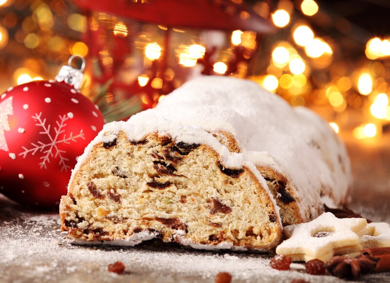 Sliced Stollen Cake — White, Festive, Winter