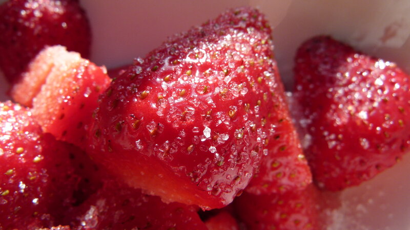 Sliced Strawberries with Sugar — Red