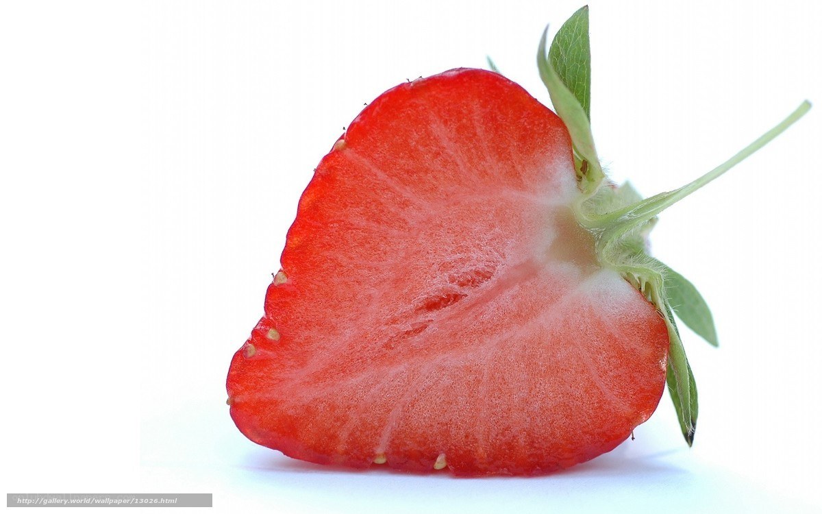 sliced strawberry on white