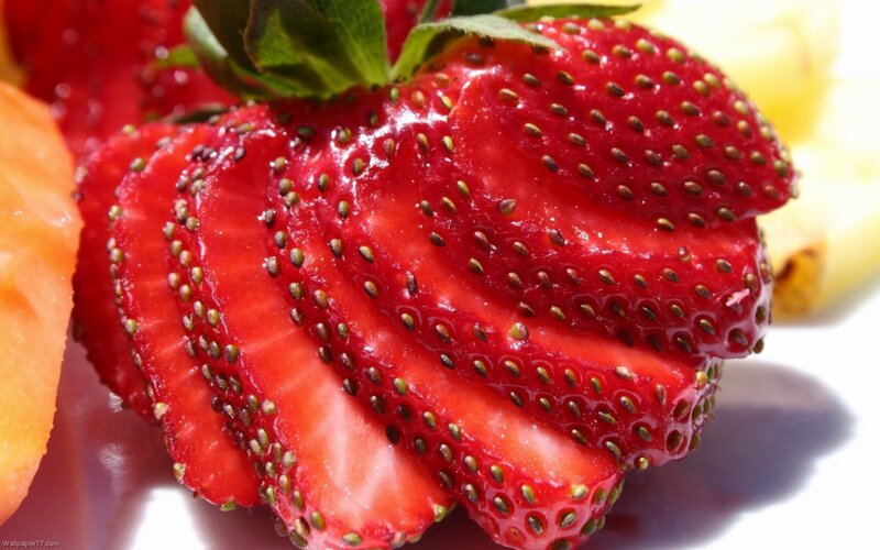 Sliced Strawberry — Red, Fresh, Photograph