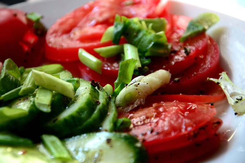 Sliced Tomato and Cucumber Salad
