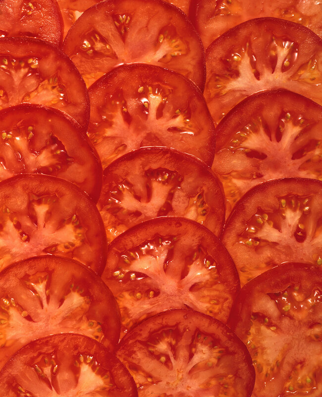 sliced tomatoes close-up