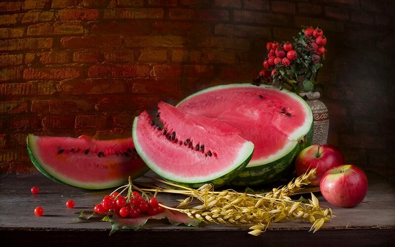 Sliced Watermelon and Fruit